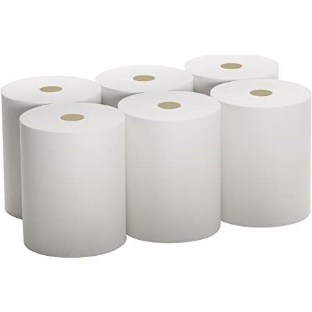 8 X 800 WHITE ROLL TOWEL 2" CORE 6PK